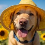 σκύλος με καπέλο στον ήλιο